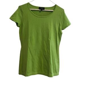 Rondina New York Silk Blend Short Sleeve Green Knit Top Size M